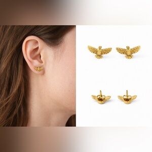 Bird / gold plate pierced earrings 🦅🦅